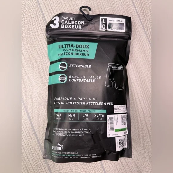 Puma Men's Ultra-Soft Boxer Briefs - Gray, Light Green and Green - Picture 2 of 6